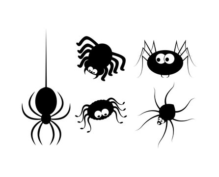 Spider halloween icon, symbol Silhouette set. Vector illustration on white background