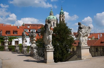 Statues in the Vrtbovska Garden in Mala Strana, Prague, Czech republic