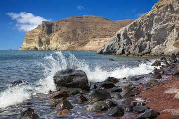 Santorini - The waves on the Red beach from south part of the island. 