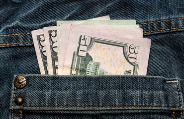 U.S. dollars in the back jeans pocket