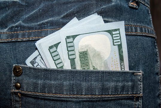 U.S. Dollars In The Back Jeans Pocket