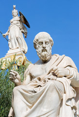 Fototapeta na wymiar Athens - The statue of Plato in front of National Academy building