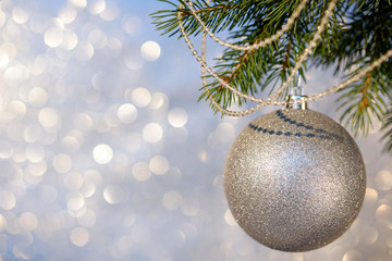 Closeup of Christmas Ball on a Christmas Tree