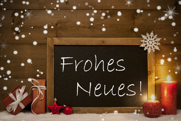Fototapeta na wymiar Christmas Card,Blackboard, Snowflake, Frohes Neues Mean New Year
