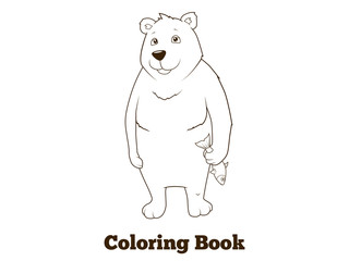 Polar bear cartoon coloring book vector