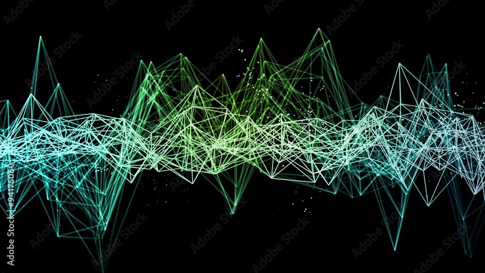 Poster connection wireframe structure with particles animation black
