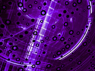 Abstract purple tech-style image on a black background