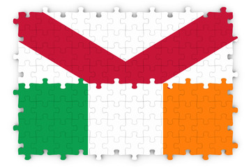 Irish and Northern Irish Relations Concept Image - Flags of Ireland and Northern Ireland Jigsaw Puzzle - obrazy, fototapety, plakaty
