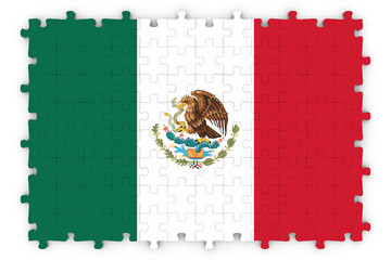Mexican Flag Jigsaw Puzzle - Flag of Mexico Puzzle Isolated on White