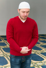Muslim Man Is Praying In The Mosque
