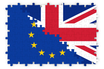 European and British Relations Concept Image - Flags of the European Union and United Kingdom Jigsaw Puzzle