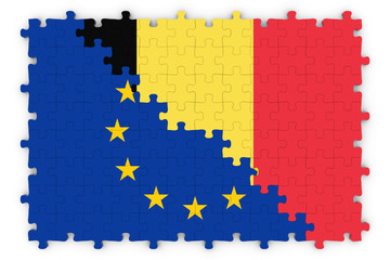European and Belgian Relations Concept Image - Flags of the European Union and Belgium Jigsaw Puzzle