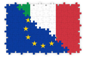 European and Italian Relations Concept Image - Flags of the European Union and Italy Jigsaw Puzzle