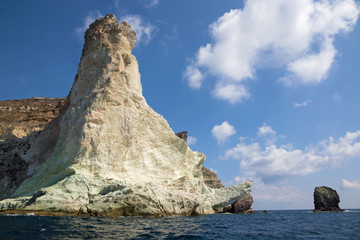 Santorini - The white rock tower from south part of the island.