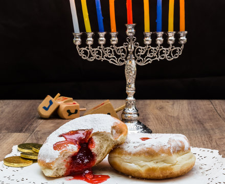Red jelly donuts, Hanukkah