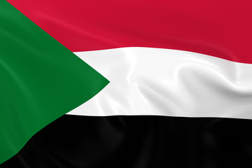 Waving Flag of Sudan - 3D Render of the Sudanese Flag with Silky Texture