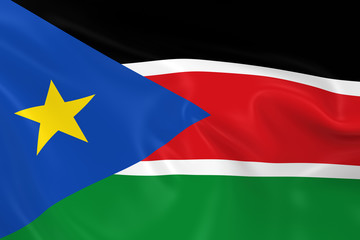 Waving Flag of South Sudan - 3D Render of the South Sudanese Flag with Silky Texture