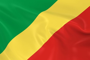 Fototapeta na wymiar Waving Flag of the Republic of the Congo - 3D Render of the Congolese Flag with Silky Texture