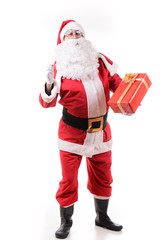 Santa Claus on white background with gifts