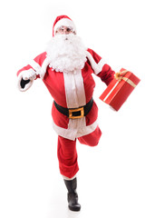 Santa Claus on white background with gifts