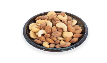 Almond and mix nut on white background
