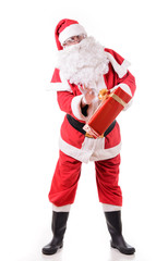 Santa Claus on white background with gifts