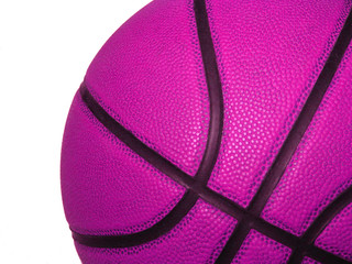 pink basketball with white background and space for text
