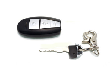 car key with remote control on white
