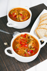 letcho with paprika, zucchini and champignon mushroom