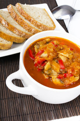 letcho with paprika, zucchini and champignon mushroom