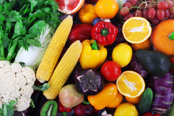 Fototapeta na wymiar Colourful fruit and vegetable background