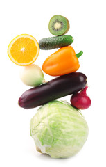 Fruits and vegetables isolated on white