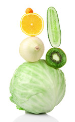 Fruits and vegetables isolated on white