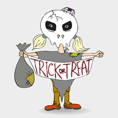 Little girl trick-or-treating.