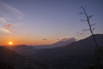 Sunrise at Kintamani view point Bali ,Indonesia.
