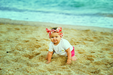 beautiful girl on the sandy beach