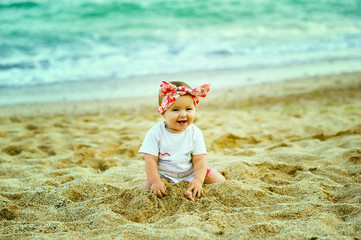beautiful girl on the sandy beach