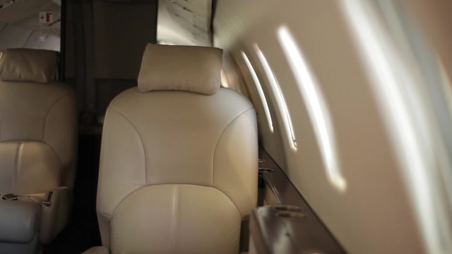 Private Jet interior slider shot