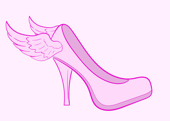 Winged female shoe