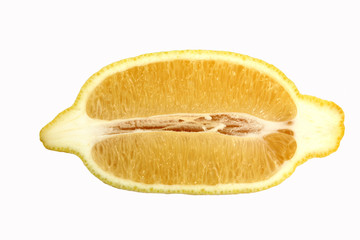 cut along the lemon on a white background