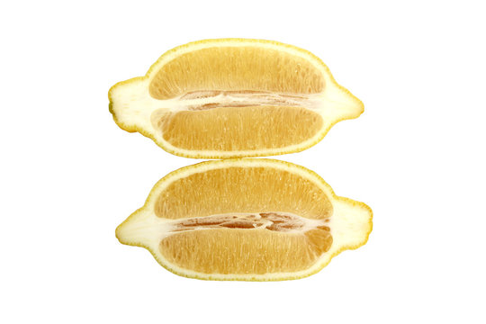 cut along the two halves of lemon