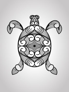Vector Turtle, tattoo style