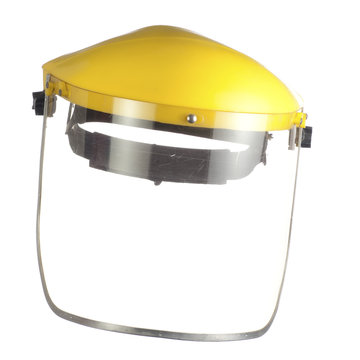 Used Safety Face Shield With Scratchy Visor