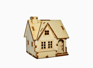Wooden House Model Isolated On White