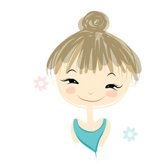 Cute girl smiling, sketch for your design