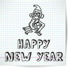 Background for a New year theme with monkey 2016 on a checkered