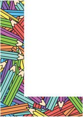 Letter L on color crayons background