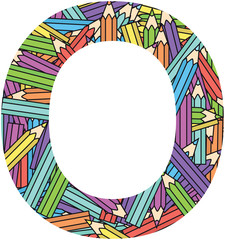 Letter O on color crayons background