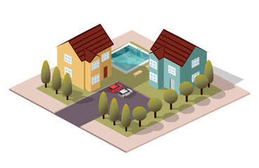 Vector Isometric House Neighbors