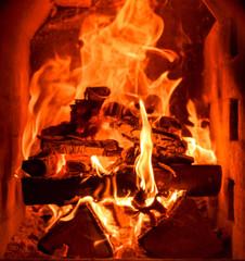 Closeup of the inside of home traditional fireplace
